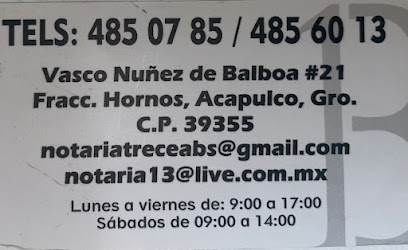 Dirección, horario, teléfono y opiniones de Notaría 13 en Acapulco