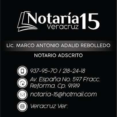 Dirección, horario, teléfono y opiniones de Notaría 15 en Veracruz